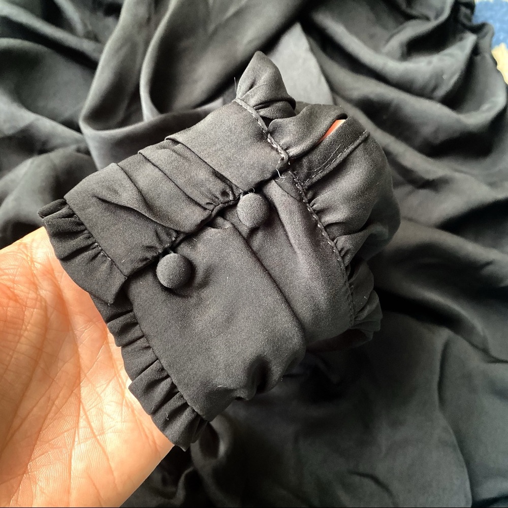 π€ ZARA BLACK RUCHED RUFFLE LONG SLEEVE MINI DRESS! - Picture 8 of 9